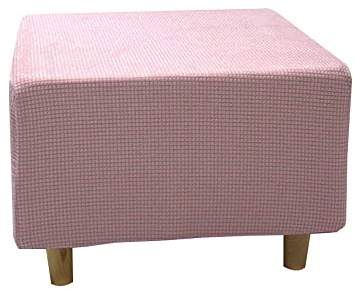 Highdi Housse Ottomane Housses de Pouf Extensible Carrées, Housse de Repose-Pieds Protecteur de Meubles Housse de Tabouret avec Fond Élastique Antidérapante Lavable (M,Jacquard Rose)