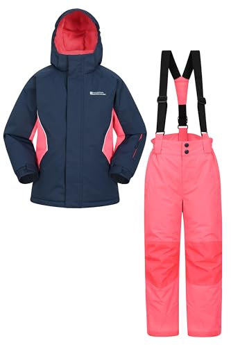 Mountain Warehouse Kinder-Ski-Set aus Unisex Winterjacke und Hose - Zweiteiler für Winter und Schnee, Winterset/Regen-Set für Jungen und Mädchen, Regen-Ganzkörperanzug Dunkelblau 3-4 Jahre
