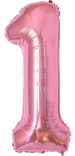 Geburtstag zahlen luftballon 1 jahre | Folienballon 1 XXL Rosa-Riesen Folienballon in 40 - 101cm Geburtstagsdeko - Ballon Zahl Deko zum Geburtstag - fliegt mit Helium