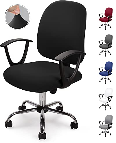 Eozakavod Coprisedia Ufficio Elasticizzato Lavabile Estraibile, Copertina Cover da Sedile separato in stile semplice e moderno, per sedie da ufficio girevoli-No Sedia (Nero, 1) 