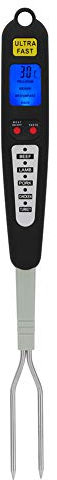 BBQ Thermometer, Digital LED Display Thermometer Dual Probe Meat Thermometer Instants Read Cooking Fork for BBQ Camping Roast Turkey