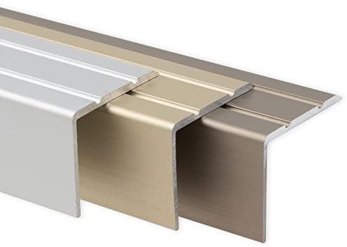 Winkelprofil 24,5 x 20 mm - Abschluss für Treppenstufen & Absätze - Vorgebohrt oder Vorgebohrt - Bodenleiste aus Aluminium (Silber, Vorgebohrt)