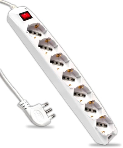 V-TAC Ciabatta Multipresa Elettrica con Interruttore e Cavo da 1,5 Metri - 7 Prese 10/16A Bipasso + Shuko - Spina 16A - Presa Elettrica per Casa, Ufficio, Negozio - Colore Bianco