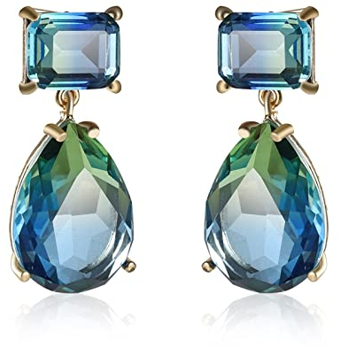 Ohrringe Kristall, Ohrringe Hängend Elegant Wassertropfen Weiß Vergoldet Birnenform Turmalin Ohr Tragus Schmuck Pfosten mit Reibung Zurück 30X13mm