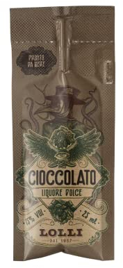 Liquore artigianale Cioccolato Lolli Limited Edition. Bustina monodose con cannuccia. 15% vol.