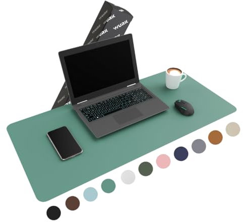 WURK [80 cm x 40 cm] Sous-main en cuir PU de qualité supérieure - grand sous-main - tapis de souris XXL - sous-couche antidérapante (turquoise)