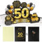 Pop Up Geburtstagskarte zum 50. mit Umschlag 3D Grußkarten 50 Geburtstag Karte Geburtstagskarten für Frauen Mütter Mädchen Männer Kinder Freunde Geschenk (Schwarz - Gold, zum 50. Geburtstag)