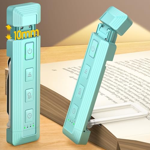 Glocusent Luz de Lectura 65 Lúmenes - Lámpara Lectura Libro USB Recargable con Ámbito Regulable, 5 Niveles & 3 Colores para y Leer en Cama, Ideal para Amantes de Libros