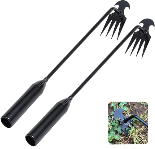Samlomi Edelstahl Unkrautstecher Gartengeräte,2 Pack 40cm Fugenreiniger Unkraut, Gartenwerkzeug, Unkraut Entferner Gerät Keine Installation