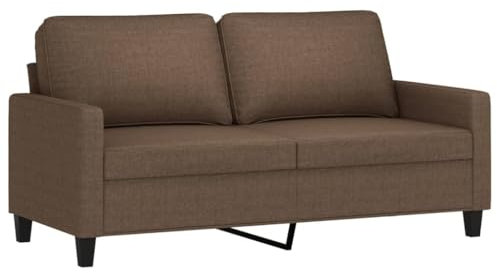 vidaXL Sofa 2-Sitzer, Loungesofa Couch mit Armlehnen Rückenkissen, Wohnzimmersofa Designsofa Metallgestell, Sitzmöbel Zweisitzer, Modern, Braun Stoff