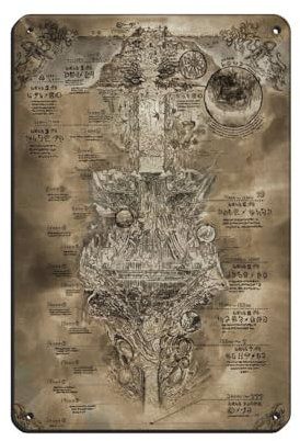 Blackstone Abyss Made in Abyss Map of The Abyss Poster Blechschild Vintage Metall Pub Club Cafe Bar Home Wandkunst Dekoration Poster Retro 20 x 30 cm