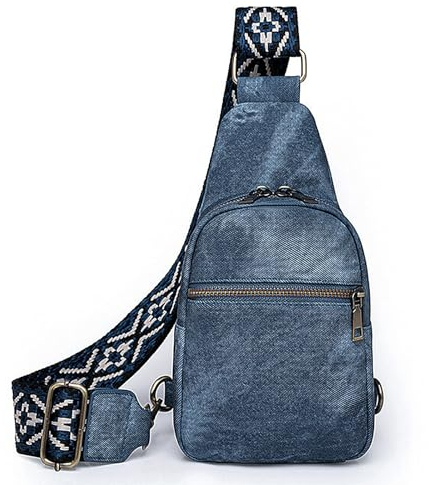 Long Keeper Bolso de Pecho Pequeño para Mujer Hombre Bolsa Cruzada Mochila de Pecho Imitacion Cuero Bolsa de Viaje Sling Bag para Senderismo Viaje Outdoor