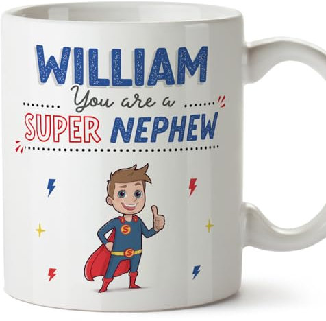 MUGFFINS Personalised Mug for Nephew - in English - You are Super! - Funny Custom Gift - Ceramic 11oz Mug