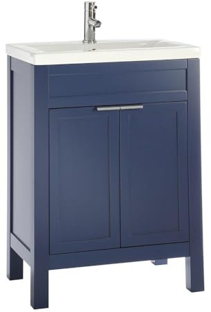 Milano Navy Blue 615mm Bathroom Vanity Unit Chrome Pull Handle