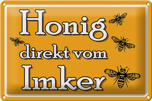 Schild Blech 30x20 cm - Made in Germany - Honig direkt vom Imker Metall Deko Schild