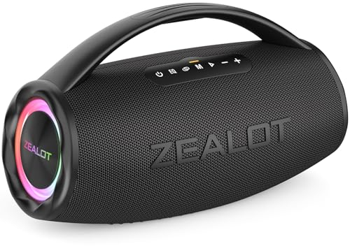 ZEALOT Cassa Bluetooth,80W Altoparlante Bluetooth con Bassi di Aumento, Impermeabile IPX6, Luce LED, Banca di Potenza, Bluetooth 5.2, Esterno, Cassa Bluetooth per Campeggio, Spiaggia, Regal