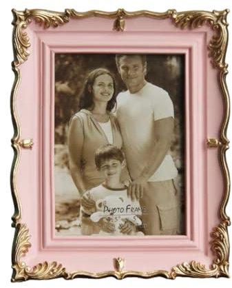 YOVECATHOU 12,7 cm Vintage-Bilderrahmen, antiker Bilderrahmen für Zuhause, Tischplatte, passend für 8,9 x 12,7 cm große Fotos (Rosa)