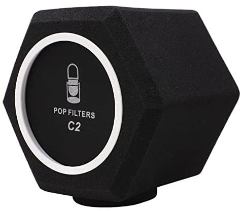 Microphone Pop Filter C2, Professional C2 High Density Microphone Windscreen Sponge Cover for Recording Isolation Booth, Microphone Wind Shield Pop Filter Isolation Ball Sound Absorbing Foam