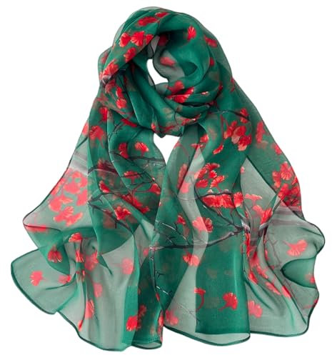 FAIRYGATE Schal Damen Tuch im Flower Muster Design - Hochwertiger Schal für Damen Mädchen - luftiges Halstuch - weiche elegante Chiffon-Stola - Frühling Sommer Herbst Winter B7205