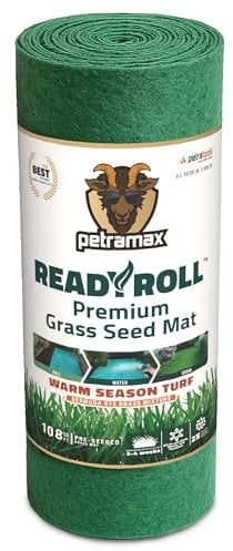 PetraMax Bermuda Grass Seed Rolls for Southern Lawns - Biodegradable Roll Out Grass Seed Mat - Also Perennial Rye & Tall Fescue Blend - Full Sun - Erosion Control - Patch Lawn Repair (108 Sq Ft)