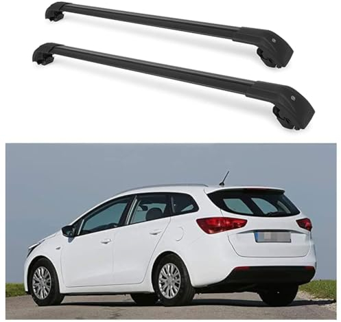 JUNYEW Dachgepäckträger Dachträger für Kia Ceed Sportswagon SW Estate 2012-2016 2017 2018 -Aluminium (2 Stücke) Integrierte Dachreling Tragkraft 75 Kg Vormontiert Inklusive Schloss,P