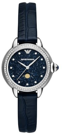 Emporio Armani Watch for Women, Quartz Movement and 36mm Case Size with Stainless Steel, Leather or Silicone Strap Smokey Black, 32MM