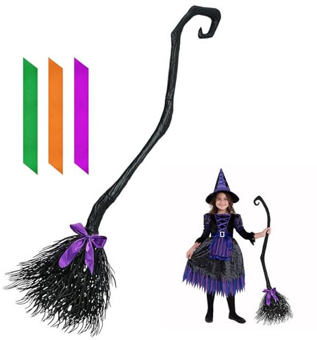 Escoba De Halloween, 54,5 Pulgadas Escoba De Decoración De Halloween, Mango De Escoba Volador, Escoba De Bruja De Halloween, Para Disfraces, Halloween, Casa Embrujada, Mascarada, Fiesta De Baile