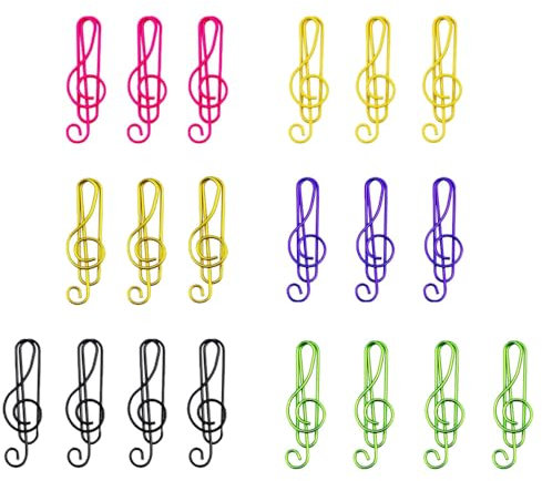 20 Pcs Musik Notenschlüssel Papierklammern Musik Lesezeichen Metall Papierklammern für Schreibtisch Büro Schule Foto Lesezeichen Papierklammern