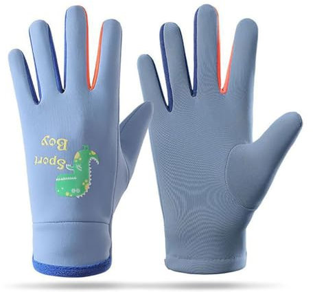 Aiyomimo Kinder Cartoon Warme Handschuhe Outdoor rutschfeste Sport Laufen Reithandschuhe für Jungen Mädchen 3-12 Jahre (Blau, S (3-7 Jahre))