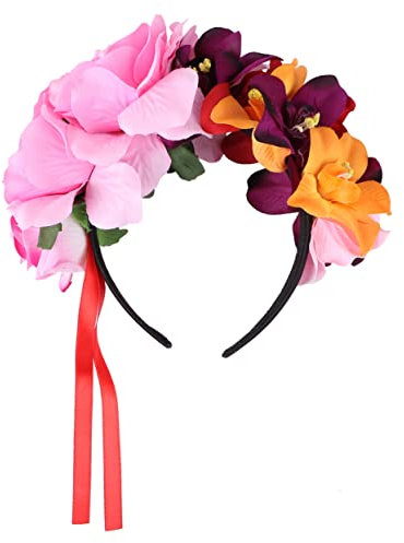 PLAFOPE Luxurious Women's Floral Headband Rose Flower Hair Wreath for Christmas Concerts