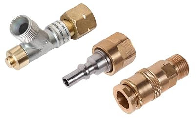 Rothenberger Industrial Set Propan Schlauchbruchsicherung 2 x G 3/8“ & Schnellkupplung für einfaches Einkuppeln des Propangasschlauches G3/8 LH | Gasstopp zuverlässig bei Schlauchbruch