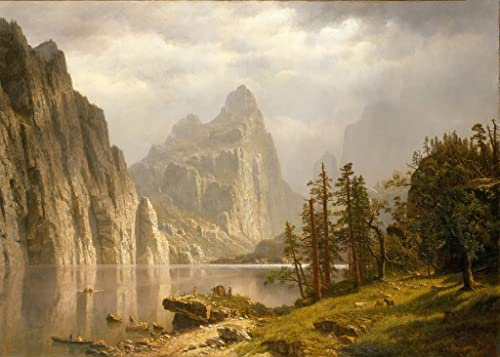 ZHAOSHAN Vintage Kunst Poster Leinwand Tier Bild Merced River Yosemite Valley von Albert Bierstadt klassischer Kunstdruck für Office Home Decor 60x90cm