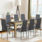 FURNITABLE Esstisch mit 8 Stühlen Esszimmergruppe, Essgruppe mit Hochlehner Kunstleder Stuhl für 8 Personen, Sitzgruppe für Küche Esszimmer Wohnzimmer(160cm Eiche-Schwarz Tisch+8 Grau Stühle)