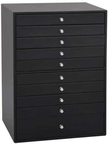 vidaXL Schmuckkästchen 10-Schichten mit Uhrenhaltern Schwarz