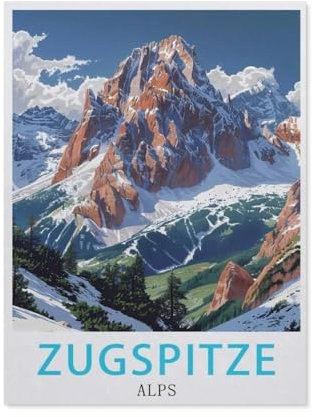 klassisches Puzzle 1000 Stück，Alpen Zugspitze Vintage-Reiseposter，Einzigartige Heimdekorationen Und Geschenke（75x50cm）-AP44