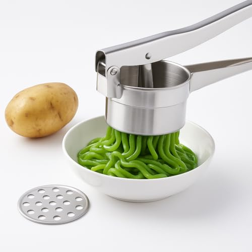 Stainless Steel Khuon Banh Lot Press with 3 Interchangeable Discs | Manual Food Press, For Cendol, Spaetzle, Mashed Potatoes, Rice, Vegetables And Dough
