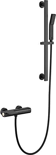 Ensemble de douche cascade, robinet de baignoire en laiton, mitigeur de baignoire-douche moderne à double poignée, ensemble de robinet de baignoire-douche mural avec douchette relevable et tuyau de 1