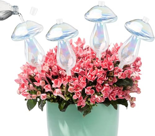 IUKUNNE 4pcs Boules D'irrigation en Verre Coloré Champignons, Automatique Boule D'irrigation, Boules D'Irrigation pour Plantes, D'arrosage en Verre, Globe D'arrosage, Arrosage Automatique des Plantes