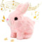 SkyJoy Jouet Lapin interactif. La poupée Lapin en Peluche Court, aboie et Bouge Les Oreilles et la Bouche. Jouet Lapin rebondissant.Bunny pal.Lapin Robot.Peluche Lapin realiste. (Rose*1)