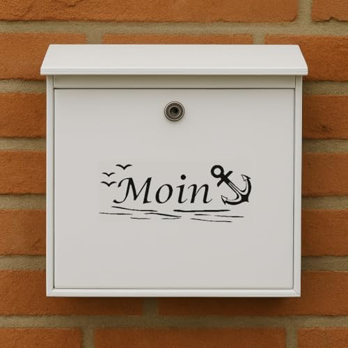 P025 MOIN Aufkleber Set – Nordsee & Ostsee Sticker für Auto, Briefkasten, Tür, Koffer – Wetterfest – 3 Motive in Schwarz oder Weiß – Einzeln oder im 2er-Set (2 x Weiß, V2 Anker)