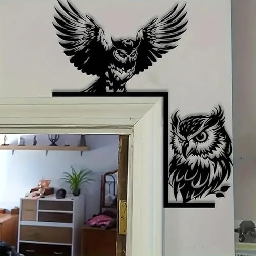 Generisch 2 Eulen Ecke schwarz Metall Schild Wand-Deko Wikinger Wandbild wall art
