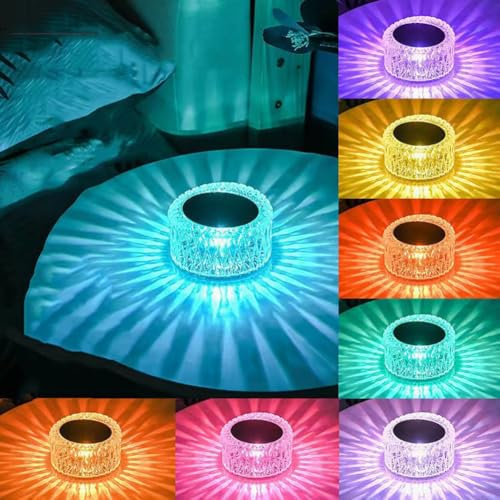 AoLa LED Nachttischlampe RGB Touch Dimmbar mit Fernbedienung Nachtlicht Akku Moderne Rund Kreativität Acryl Kristalllampe RGB Farbwechsel mit 16 Farben Kinder Nachtlampe für Schlafzimmer Kinderzimmer