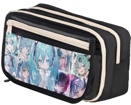 Xinchangda Anime Federmäppchen Miku Stiftebox Stifteetui Große Kapazität Anime Stifttasche Schreibwaren Etui für Studenten, Schwarz 11, 21* 8*13cm, Federmäppchen