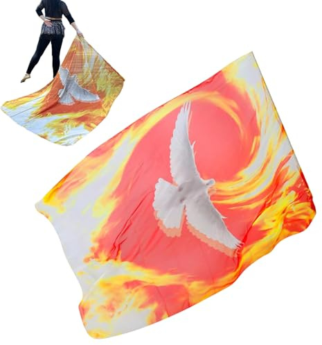 Drapeaux de louange pour le culte | Bannière de feu de danse avec tiges évolutives, bannière en mousseline de soie pour débutantes, danseurs chrétiens, pratiques, spectacles, réunions, conférences de