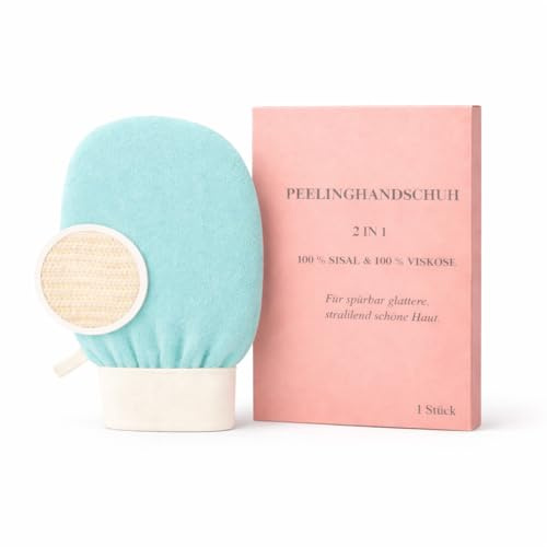 Peelinghandschuh 2 in 1 aus Viskose und Sisal - Intensives Körperpeeling, entfernt abgestorbene Haut, für Glatte Haut und Bessere Durchblutung - Peeling Handschuh DUSCHE und HAMAM (grün)