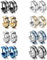 Aroncent 8 Paare Herren Creolen, klassische Edelstahl Ohrringe Ohrhänger Ohrstecker, Schwarz Gold Silber Blau