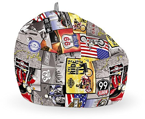 HAPPERS Puff Infantil Estampado Ruta 66 con Relleno Incluido