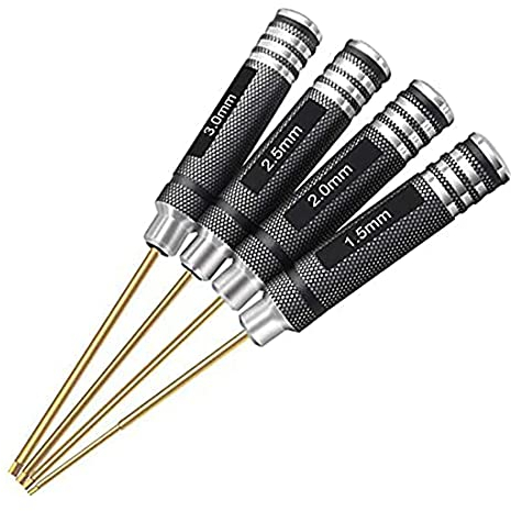 4pcs 1.5mm 2.0mm 2.5mm 3.0mm Set di cacciaviti esagonali Kit di Strumenti per cacciavite Esagonale in Titanio per FPV Multi-ASSE FPV Racing Drone RC Quadcopter Modelli di Auto…
