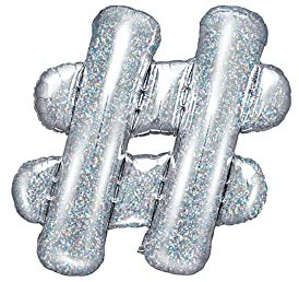 Folienballon Hashtag Hashtag Silber mit Glitzer