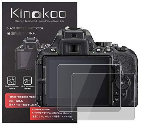 kinokoo Pellicola Protettiva Schermo Compatibile per Nikon D5600/D5500/D5300 Fotocamera - 0.25mm 9H Pellicola in Vetro Temperato Durezza - Confezione 2